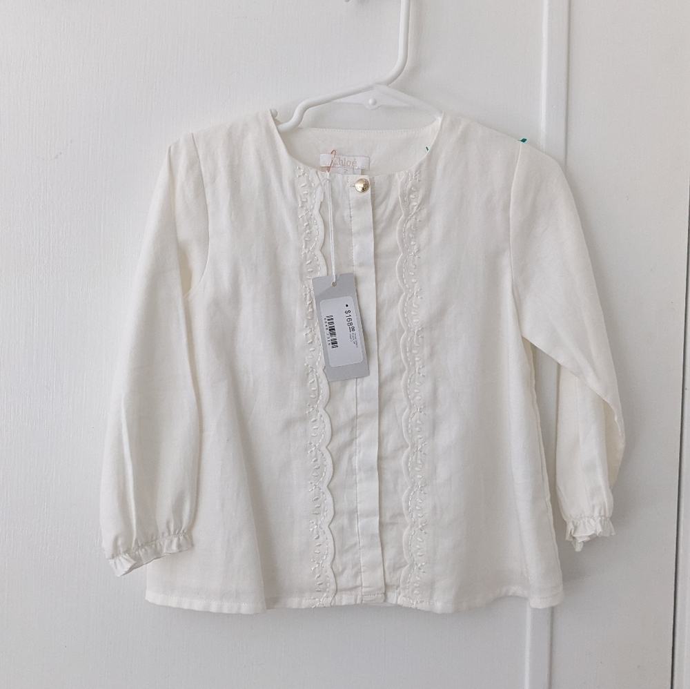 Chloe Toddler Peter Pan Scalloped Embroidered Blouse 2T